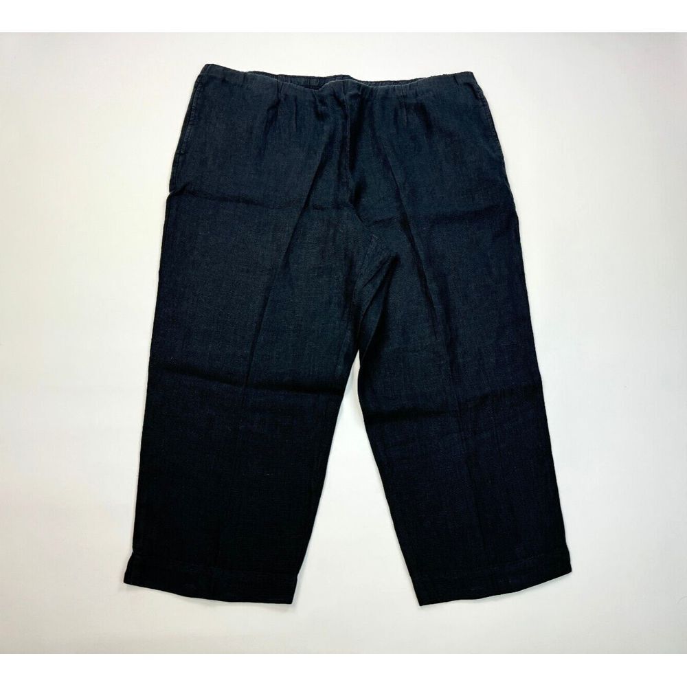 J Jill Pure Linen Slim Crops Pants‎ Women XL NWOT Pockets Elastic waist Tapered